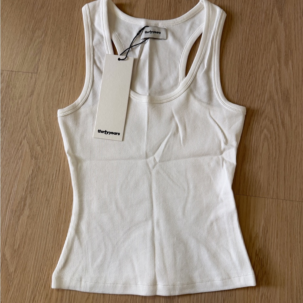 Thirty Years Demi Ribbed Tank White